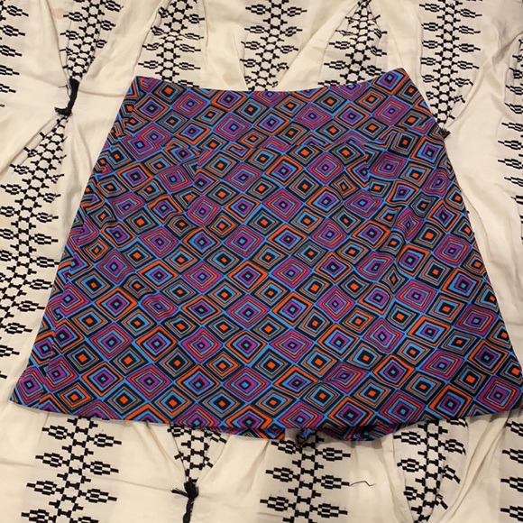 Vintage 70s Purple Blue Orange Wrap Mini Skirt - Picture 5 of 5